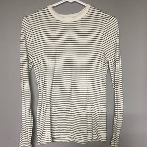 White and black striped long tee